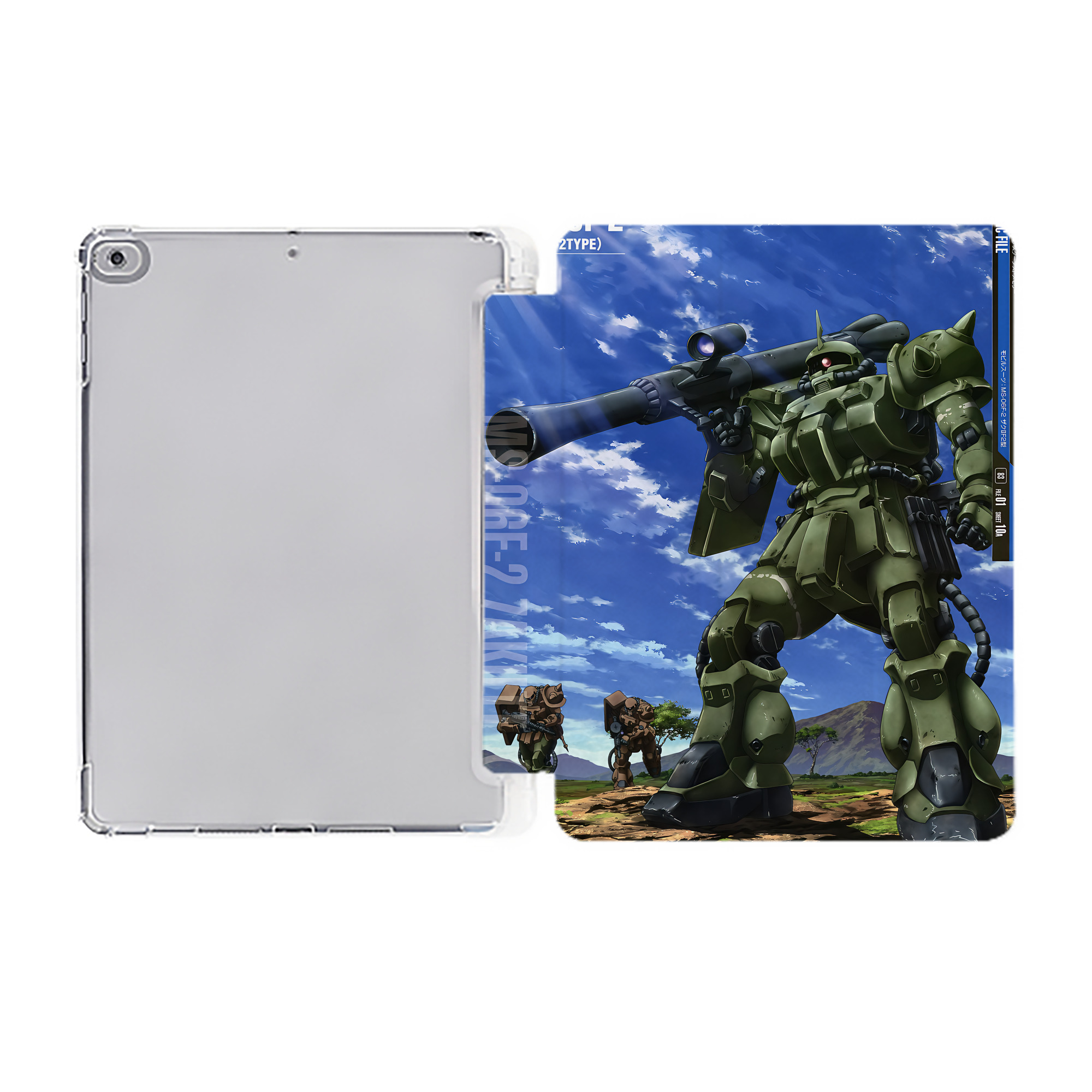 （画像用） 機動戦士ガンダム Mobile Suit Gundam IPad ケース ペン収納付き 三つ折りスタンド PUレザー×シリコン 対応機種9.5/10.5/10.9インチ
